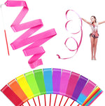 HiUnicorn 12-Pack Rainbow Dance Wands front view showcasing twelve vibrant colored ribbon streamers.