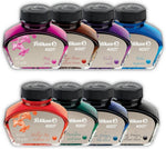 Pelikan fountain pen ink bottle next to packaging box