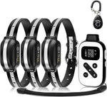 PaiPaitek PetJoy three dog shock collar front view with remote transmitter for pet obedience training
