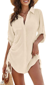 Blooming Jelly women bathing suit cover up front view apricot