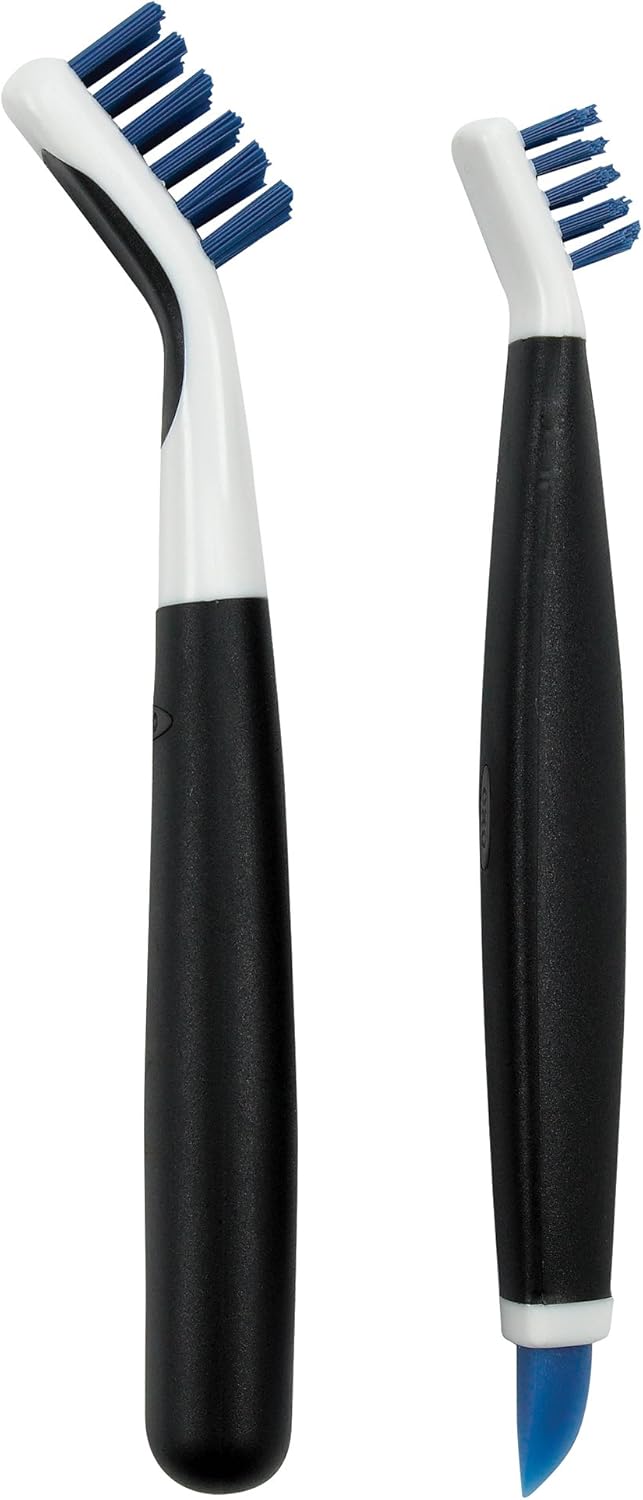 OXO Good Grips Deep Clean Brush Set Blue front view of large and small cleaning brushes