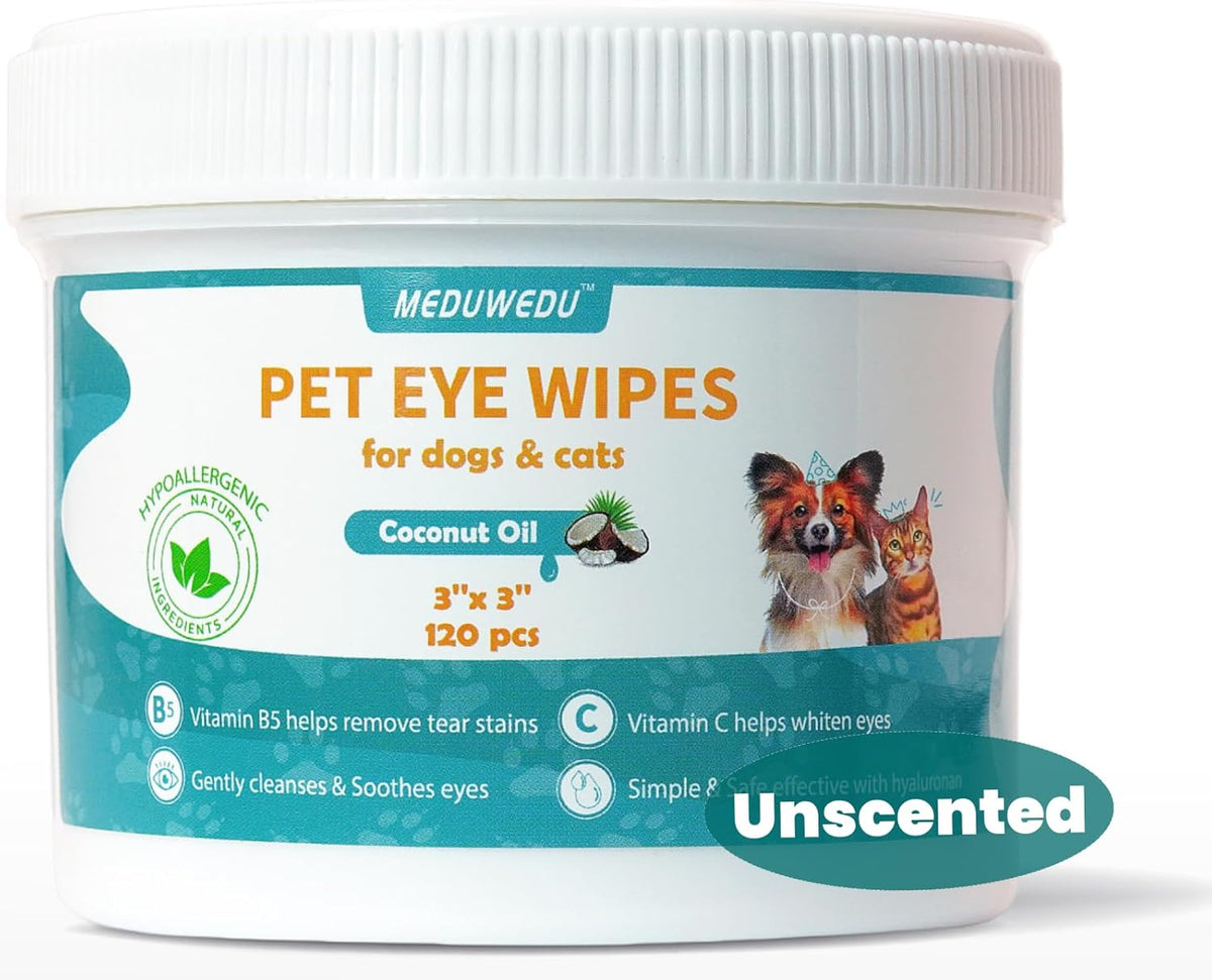 MEDUWEDU Eyes Wipes for Dogs & Cats 120 Counts, Grooming Kit Care for Dogs and Cats, Prevent Tear Stains, Eye Debris, Discharge, Mucus Secretions,Coconut Scent - Image 9