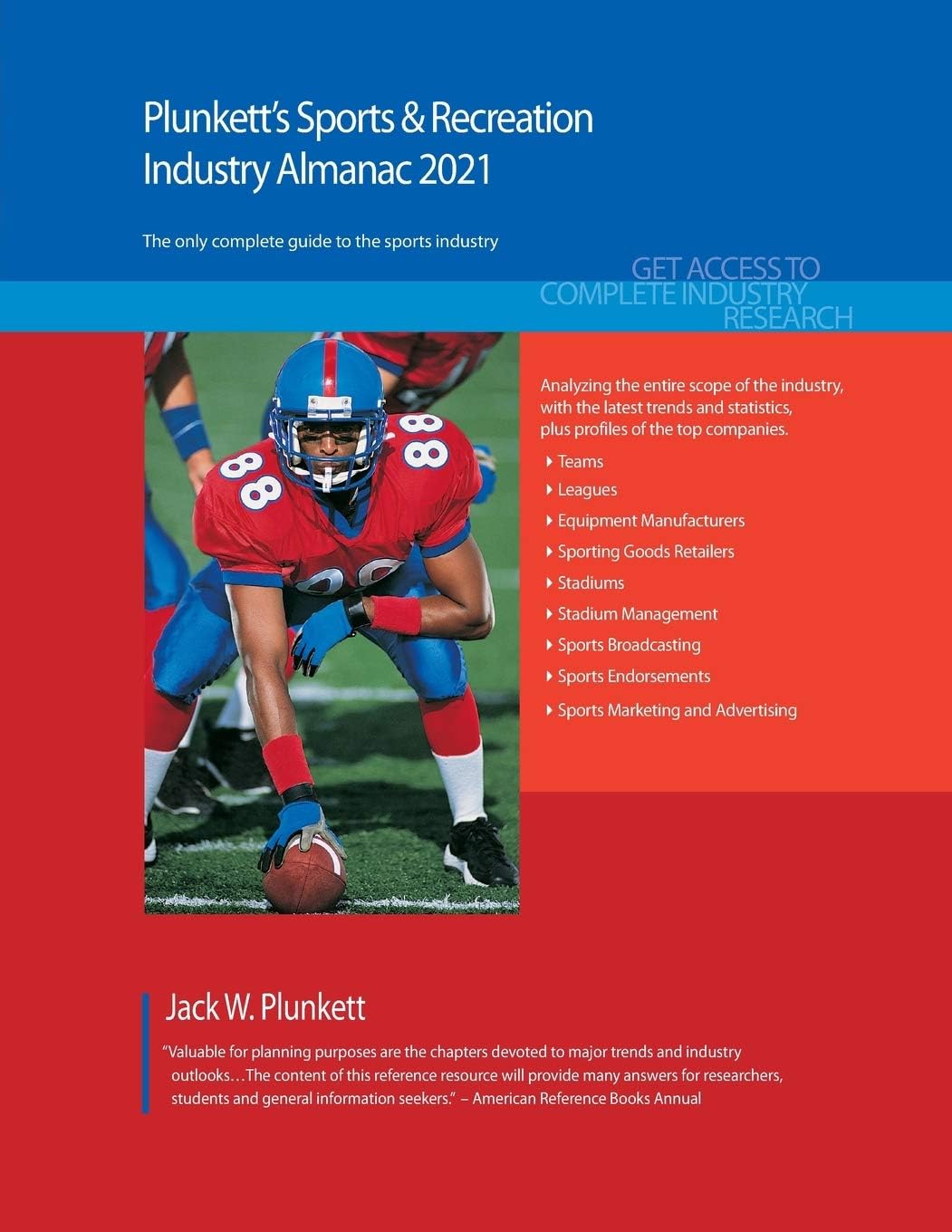 Jack W. Plunkett Plunkett's Sports & Recreation Industry Almanac 2021 paperback front view market research book