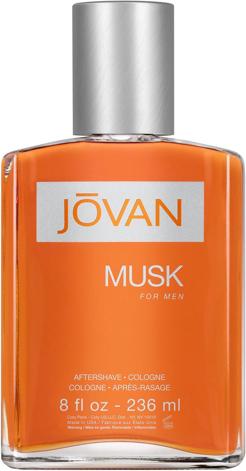 Jovan Musk for Men Aftershave 8 fluid ounce bottle front view fragrance