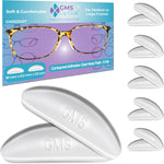GMS Optical adhesive silicone nose pads packaging front view showing clear contours for glasses