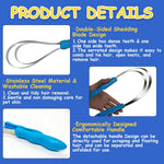 Youven stainless steel grooming tool pulled apart for large area use