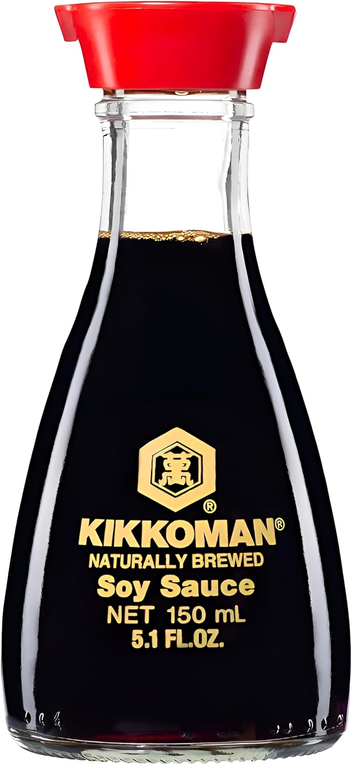 Kikkoman Naturally Brewed Soy Sauce front view bottle