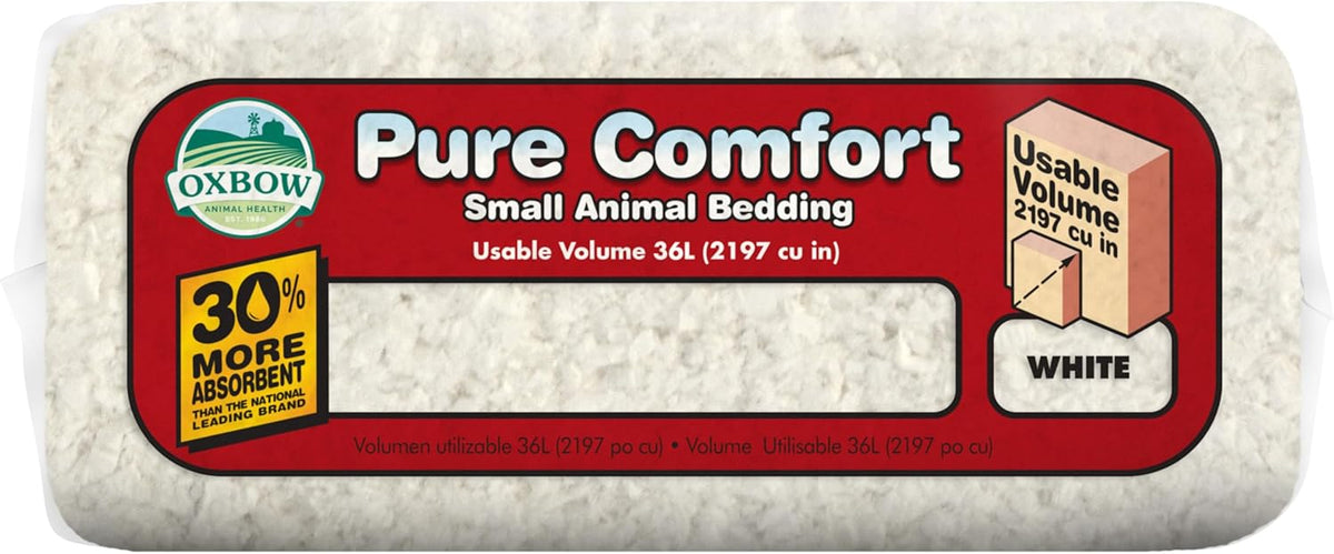 Small animal in a cage with Oxbow Pure Comfort bedding