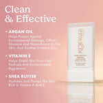 Kopari sunscreen duo packaging back panel showing active ingredients