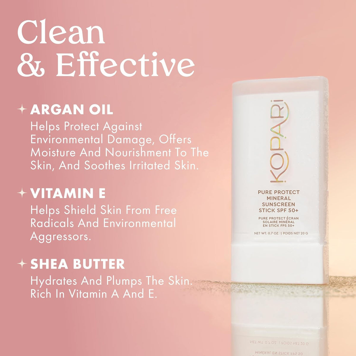 Kopari sunscreen duo packaging back panel showing active ingredients