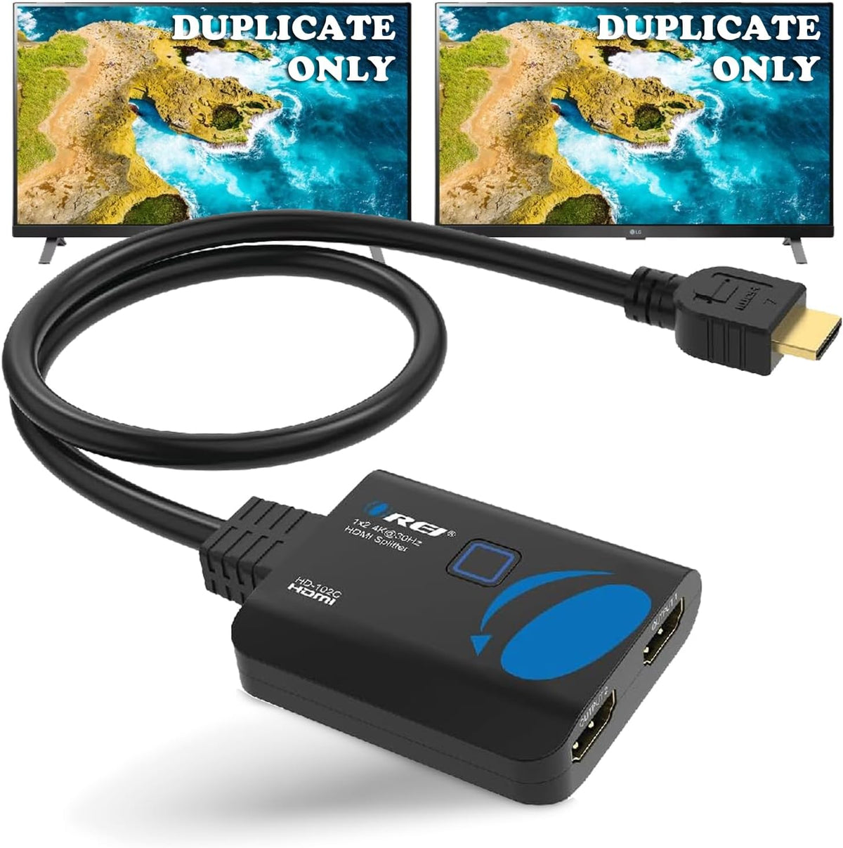 OREI 4K HDMI Splitter front view displaying input and output connection ports