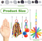 Quozuo parakeet toys hanging swing and standing chewing accessories close up view.