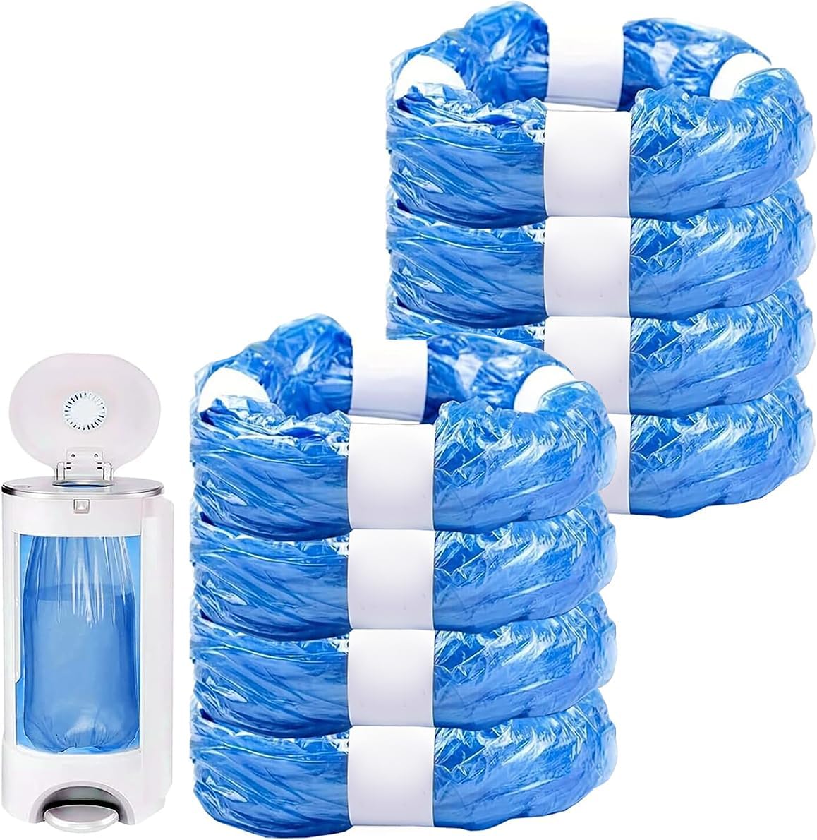 Quexiaokang diaper pail refill bags 8 pack front view