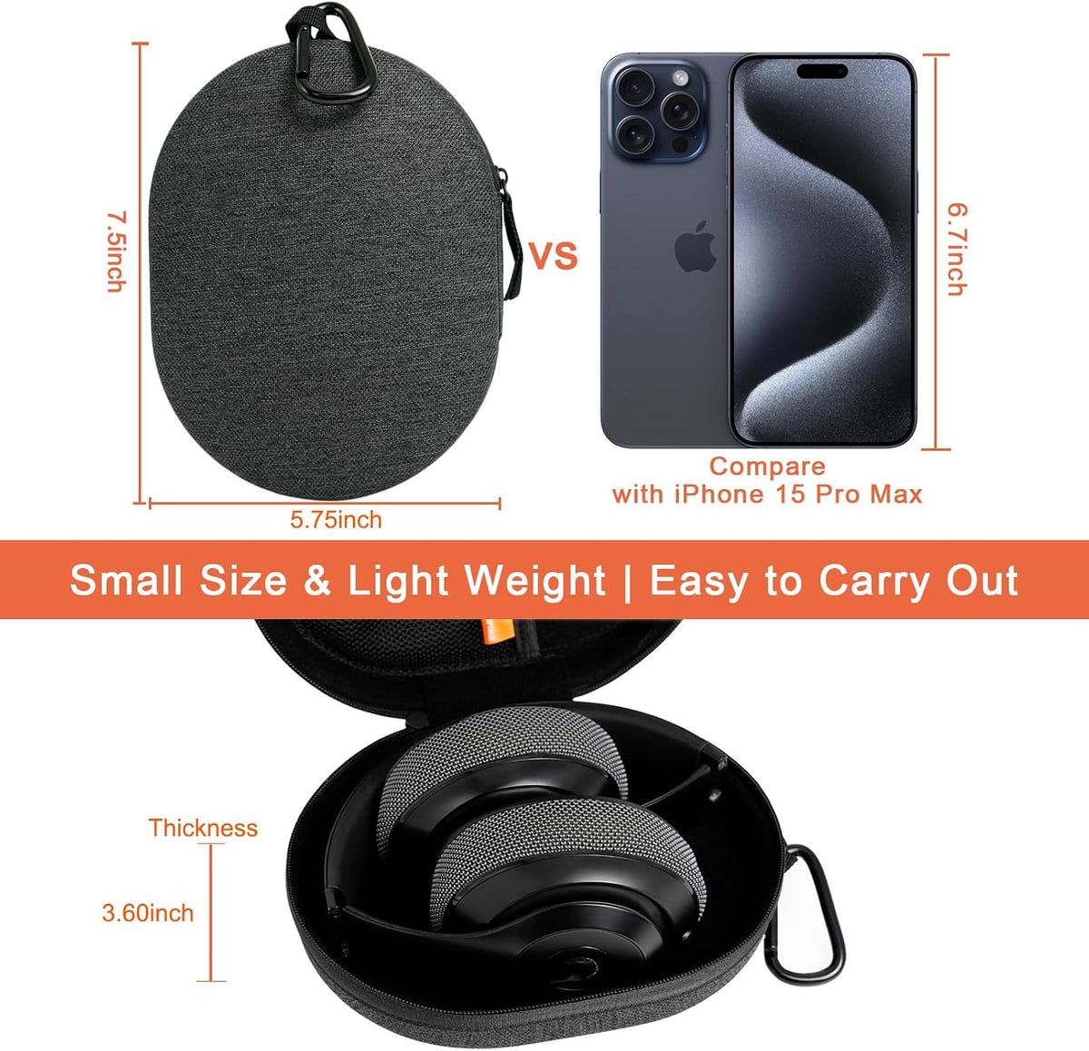 GEVO protective EVA case side profile with durable zipper