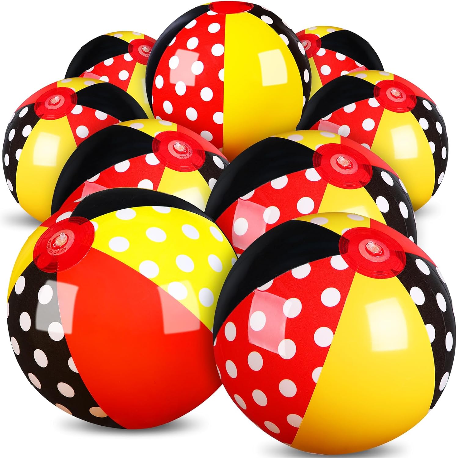 Leyndo polka dot inflatable beach balls 12 pack front view display