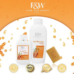 Fair and white carrot body wash size comparison holding bottle
