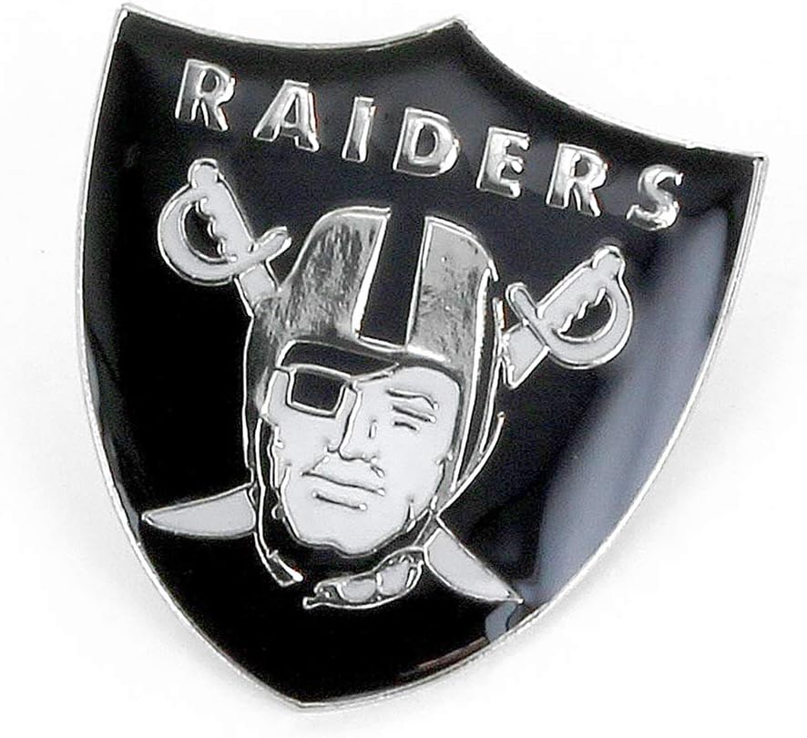 Aminco NFL logo pin displayed on backpack fabric
