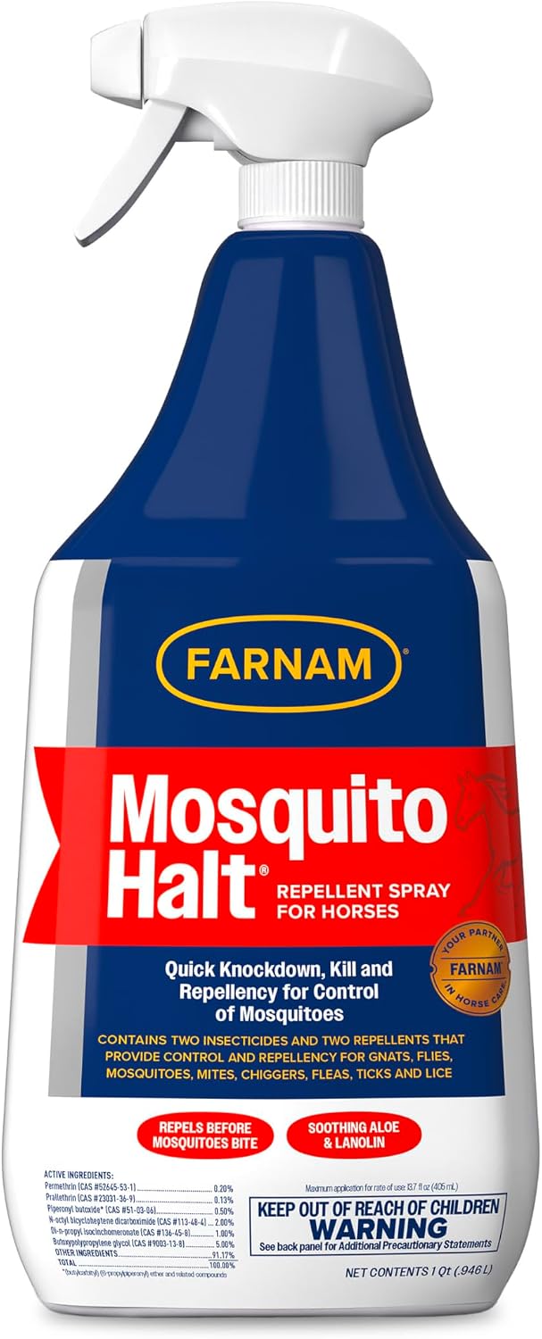 Farnam Mosquito Halt Horse Repellent Spray 32 fluid ounce bottle front view