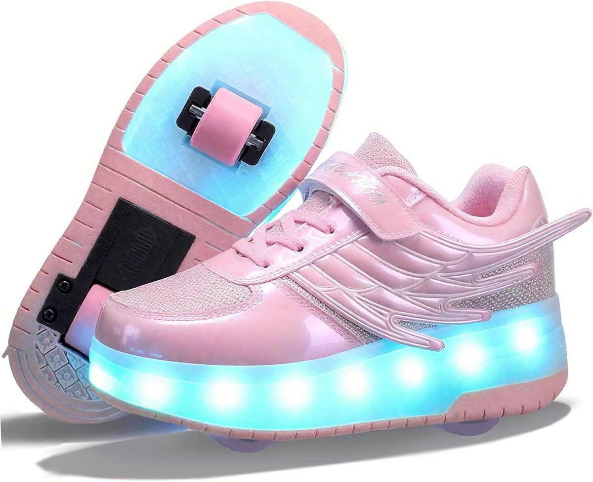 Ehauuo Unisex Roller Shoes Kids Sparkling Wheels Shoes Girls Light up Roller Skates Sneakers Boys Rechargeable Flashing Sneakers for Gift - Image 12