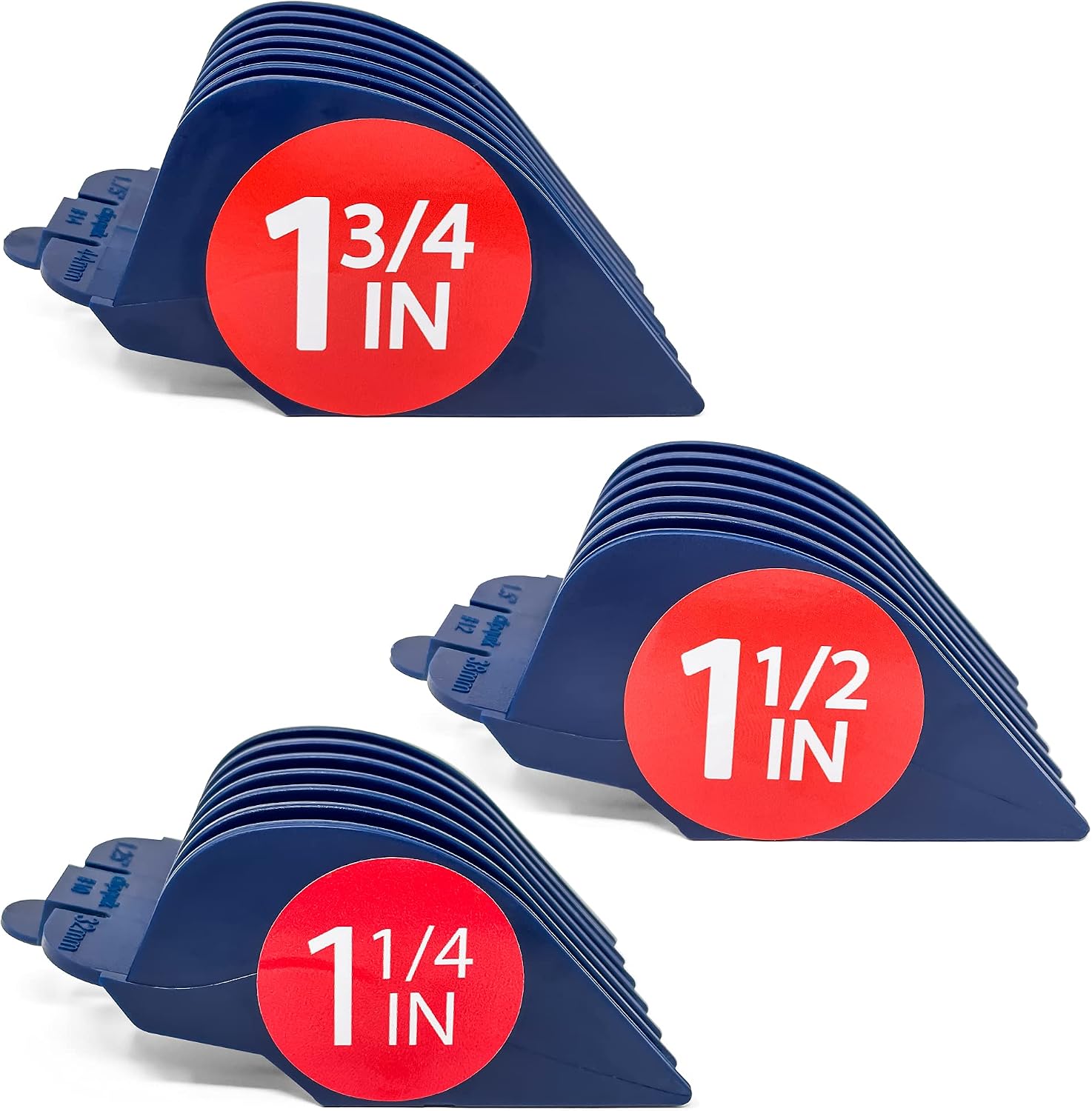 Premium XL Clipper Guards, Extra Strong and Sturdy, 1.75 Inch (44mm) 1.5 Inch (38mm) 1.25 Inch (32mm) (#14, #12, #10) Extra Long, Large Guide Comb Set Fits Most Wahl Full Size Hair Clippers - Image 1