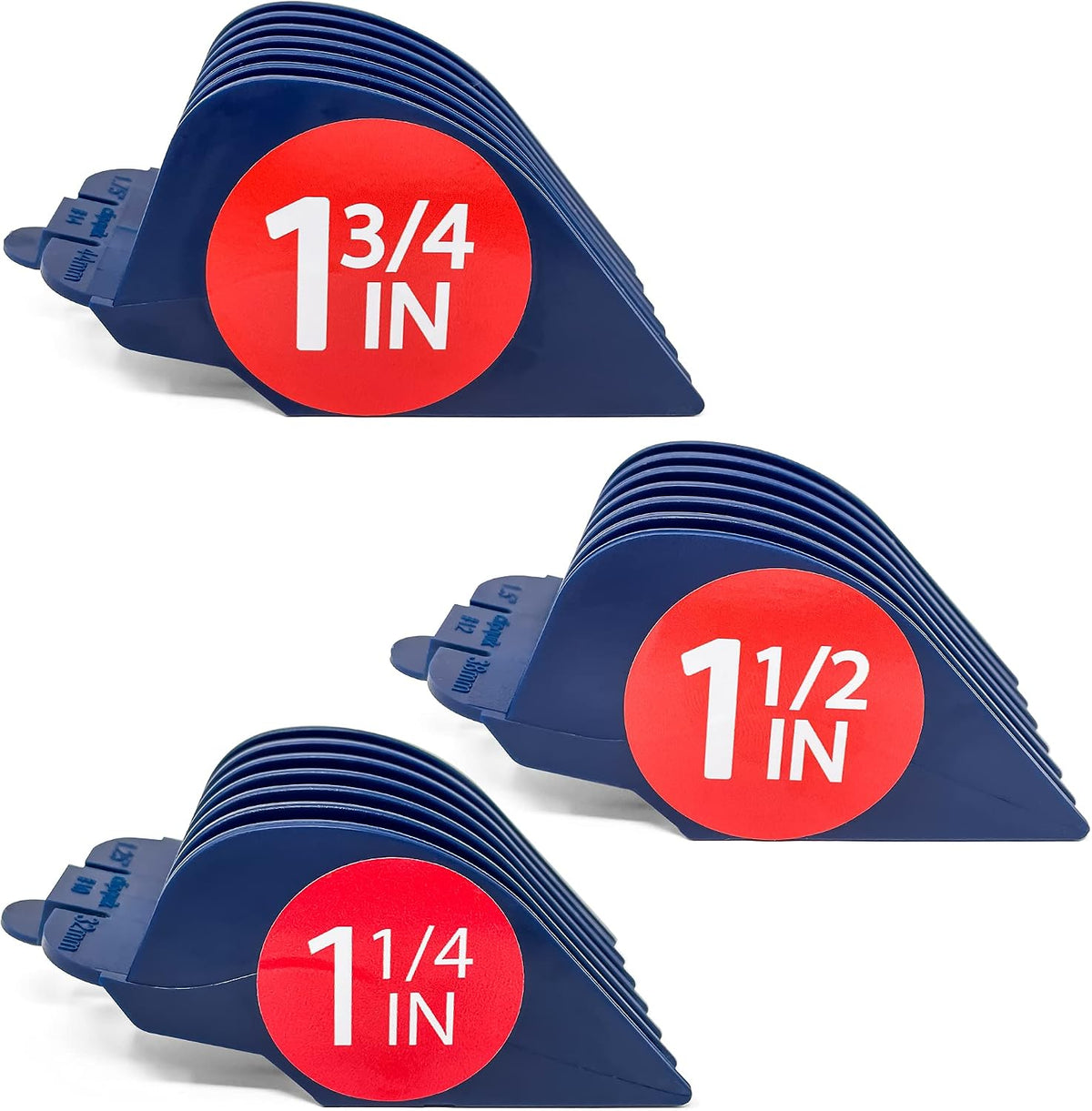Premium XL Clipper Guards, Extra Strong and Sturdy, 1.75 Inch (44mm) 1.5 Inch (38mm) 1.25 Inch (32mm) (#14, #12, #10) Extra Long, Large Guide Comb Set Fits Most Wahl Full Size Hair Clippers - Image 1