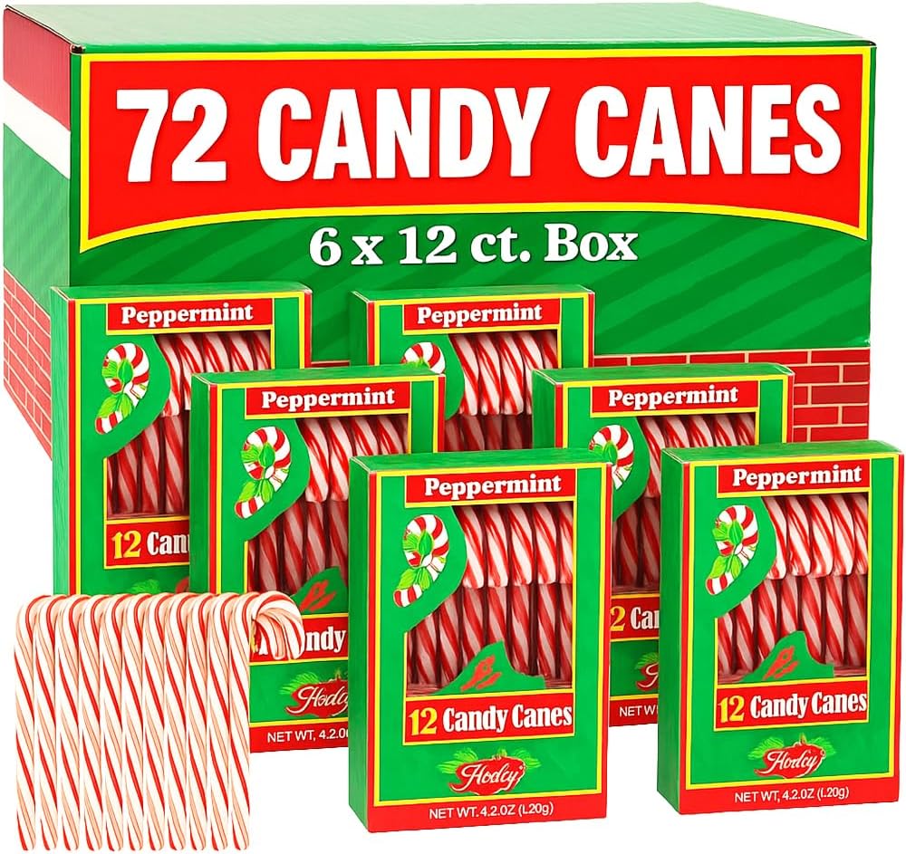 Bulk box of one hundred twenty count imported peppermint candy canes
