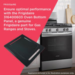 Frigidaire stove porcelain steel panel close up