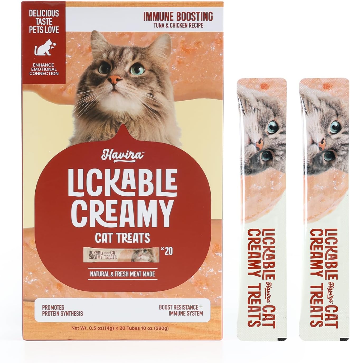 Havira healthy lickable creamy cat treats immune support front packaging view