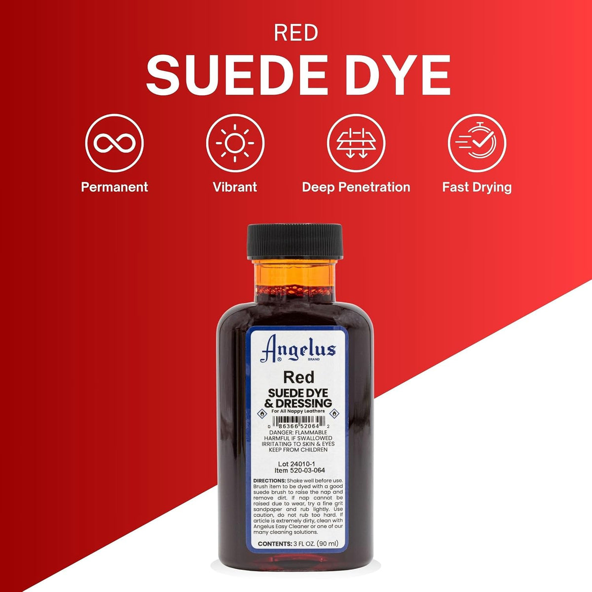 Angelus red shoe dye bottle side profile