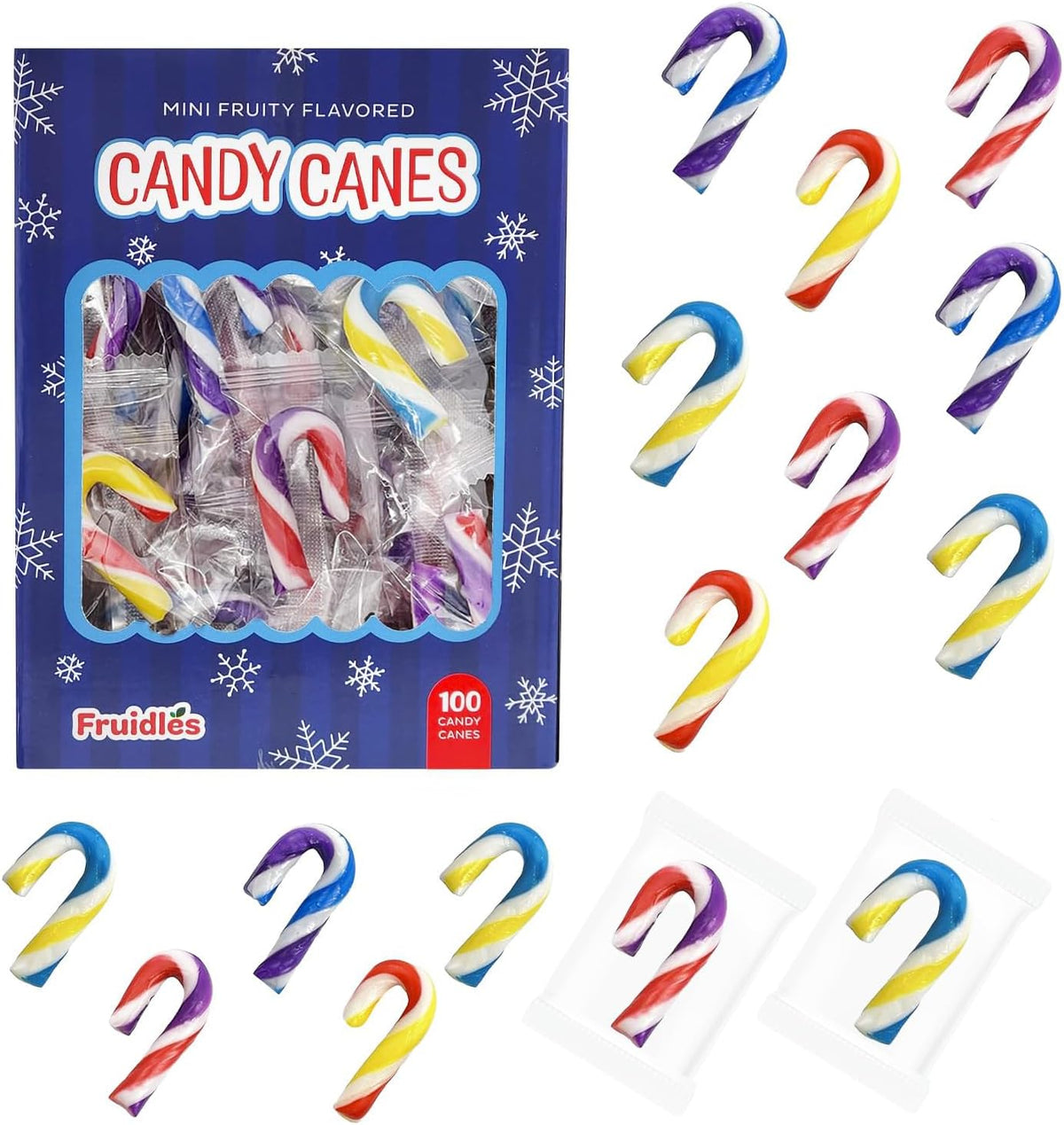 Fruidles 25-Pack Christmas Candy Canes Mini's Suckers, Multicolored Fruity Flavor, Individually Wrapped, 2" Inch, - Image 10