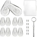 PTSLKHN soft silicone eyeglass nose pads replacement kit front view showing five pairs with micro screwdriver tool