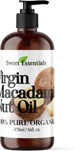 Sweet Essentials natural pure cold pressed macadamia oil back label details