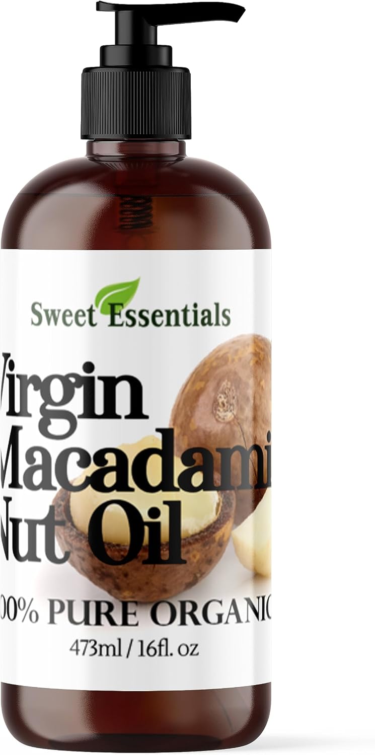 Sweet Essentials natural pure cold pressed macadamia oil back label details