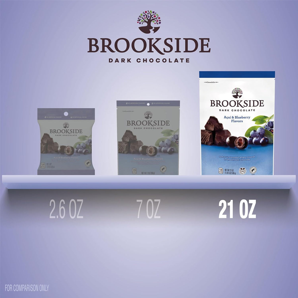 BROOKSIDE Dark Chocolate, Acai and Blueberry Flavored Snacking Chocolate Bag, 21 oz - Image 4