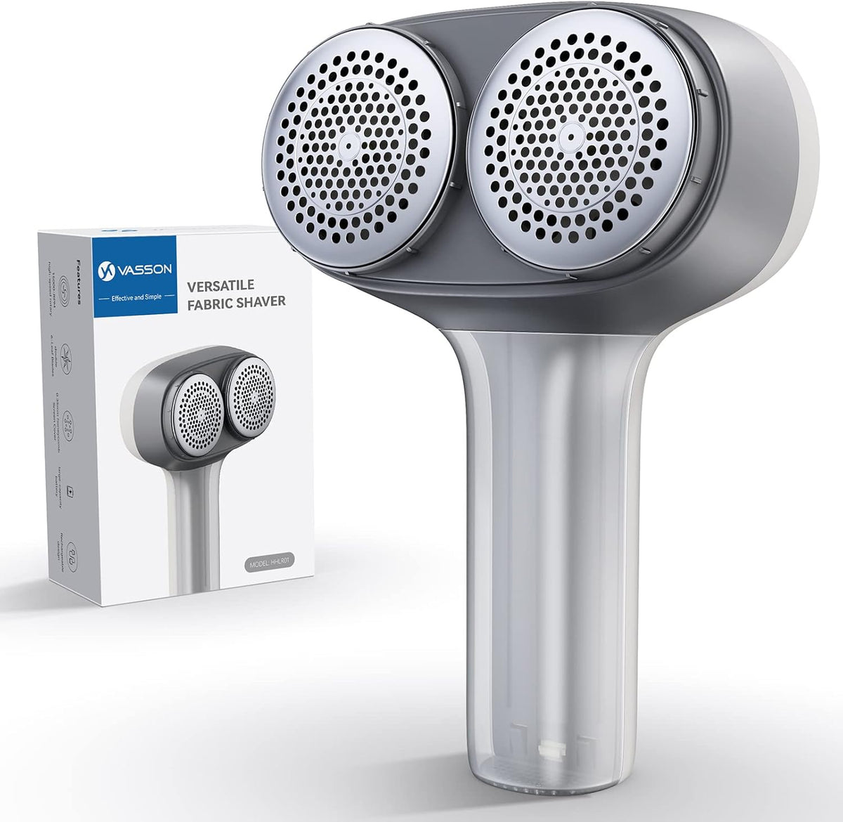 VASSON Fabric Shaver front view dual head lint remover for clothes.