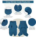 Side view of Rozkitch pet windproof jumpsuit on dog.