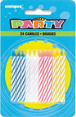 Unique Bright Multicolor Spiral Birthday Candles front view