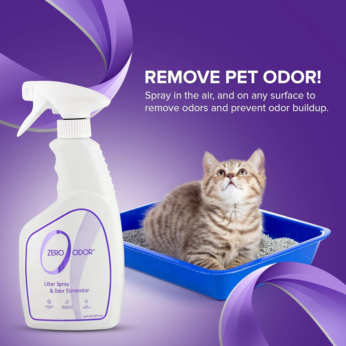 Zero Odor multi cat household litter box freshener spray