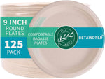 Betaworld compostable paper plates front view packaging