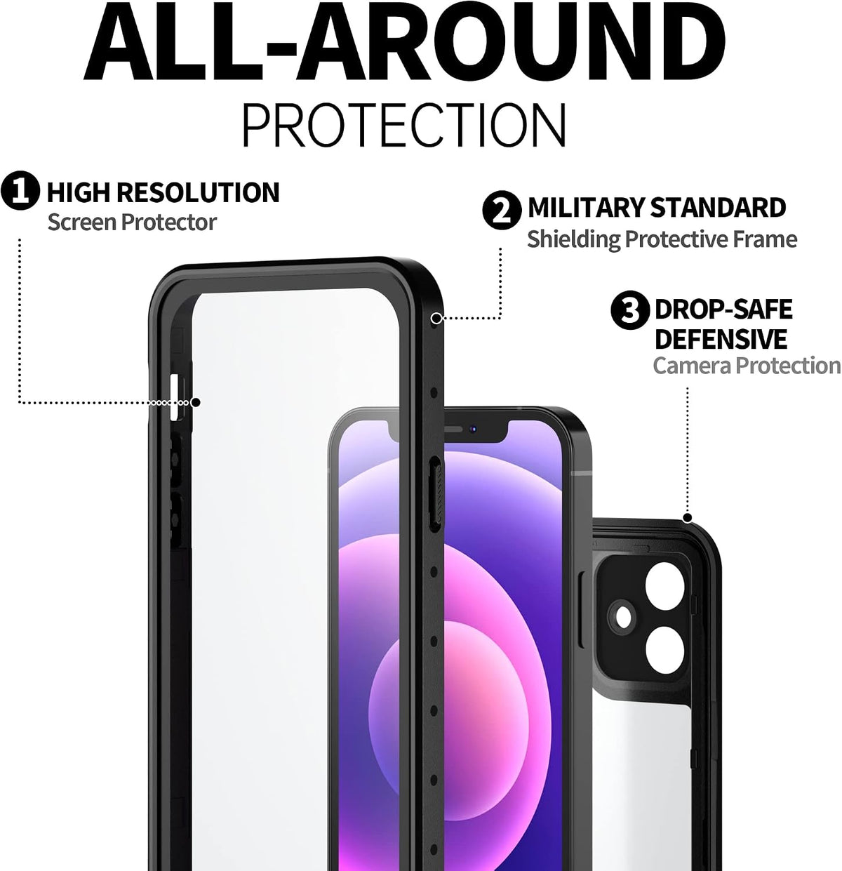 BEASTEK iPhone 12 case built-in screen protector close-up