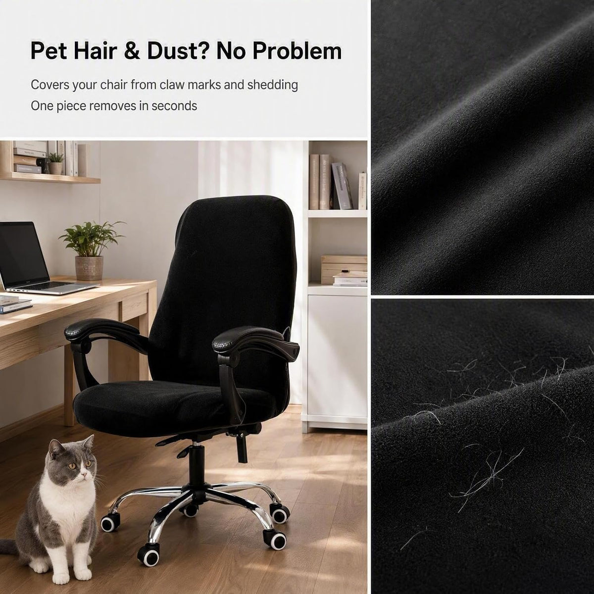 Computer Office Chair Covers for Stretch Universal Rotating Chair Desk Chairs ONLY Chair Covers (Black, Medium) - Image 2