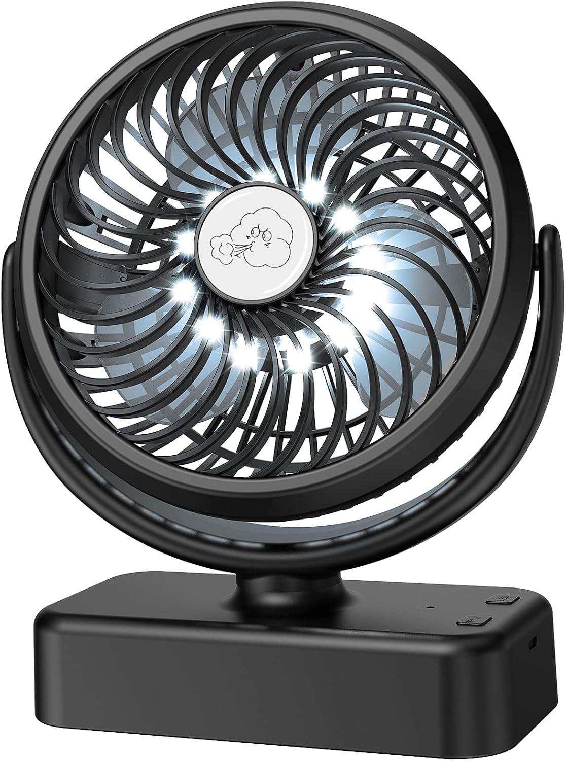 Reenuo tent fan showing 360 degree manual rotation angle