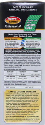 Side profile of Bar's Leaks Head Seal bottle displaying cooling system repair benefits
