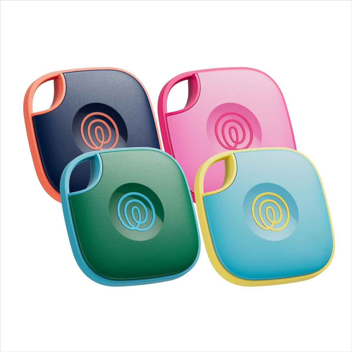 Life360 Tile Mate Bluetooth Tracker 4-Pack front view showing vibrant candy colors