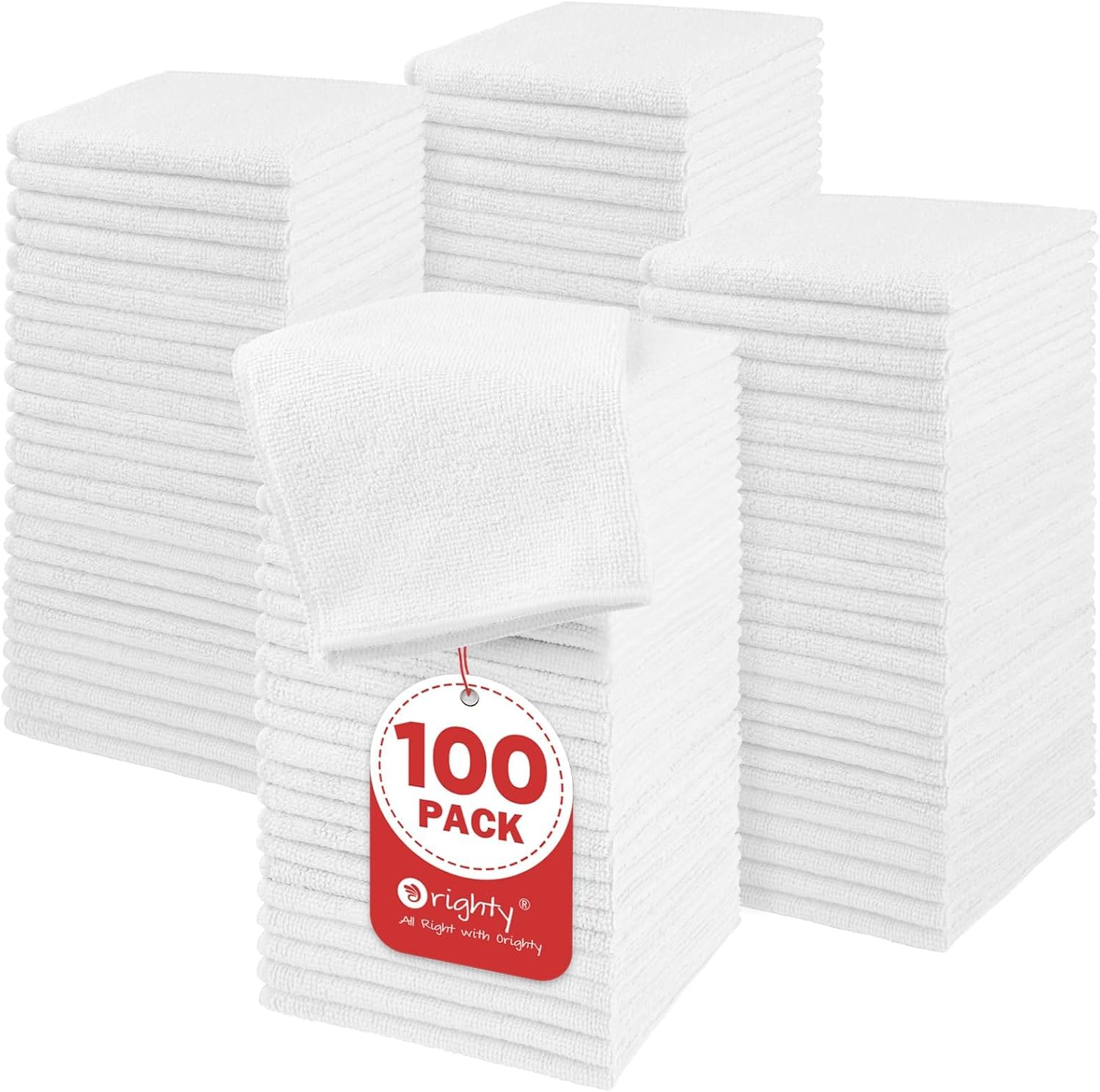 Orighty microfiber washcloths bulk 100 pack set white