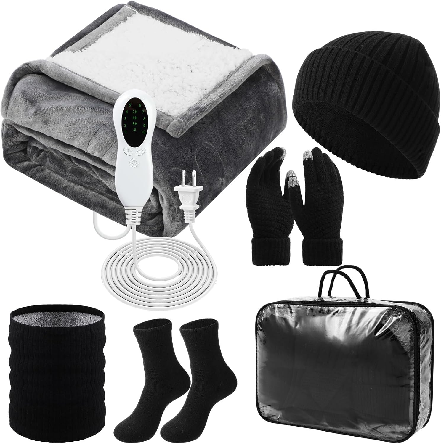 Tivi Tovo electric heated blanket set with winter accessories front view