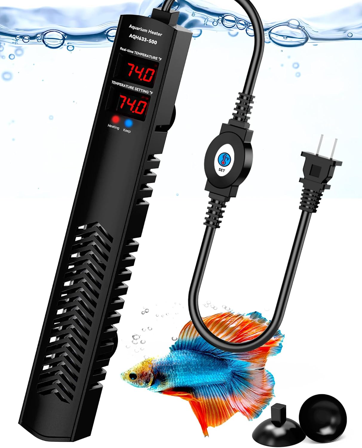 AHJ 500W aquarium heater front view