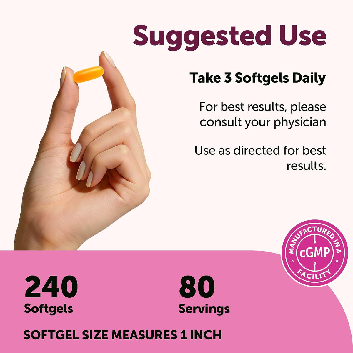 Micro Ingredients women omega-3 softgels texture and lemon flavor view