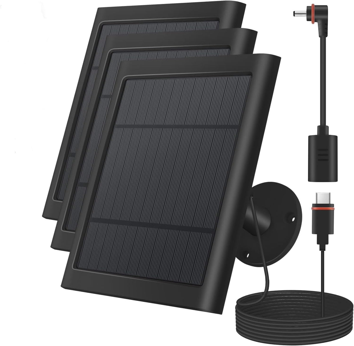 Paodekua 2 Pack 4W Solar Charger for Ring Spotlight & Stick Up Outdoor Cam, Black, High Efficiency, 10FT/3M Long Cable with USB-C to Ring Barrel Plug - Image 13