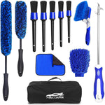 NIKCOSMK 12Piece Wheel Brush Kit front view showing complete car detailing set with storage bag